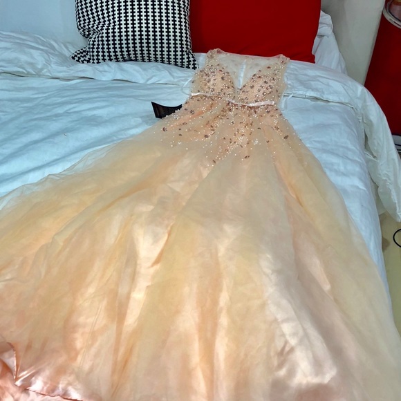 EMBELLISHED DEEP V GOWN DRESS - Picture 8 of 8